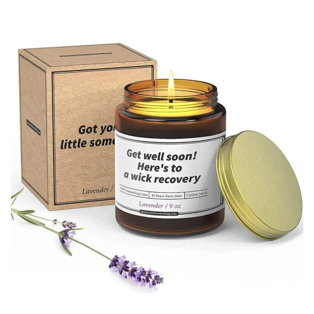 Lavender 100% Natural Soy Wax Scented Candle Unique Get Well‎ Soon Gift